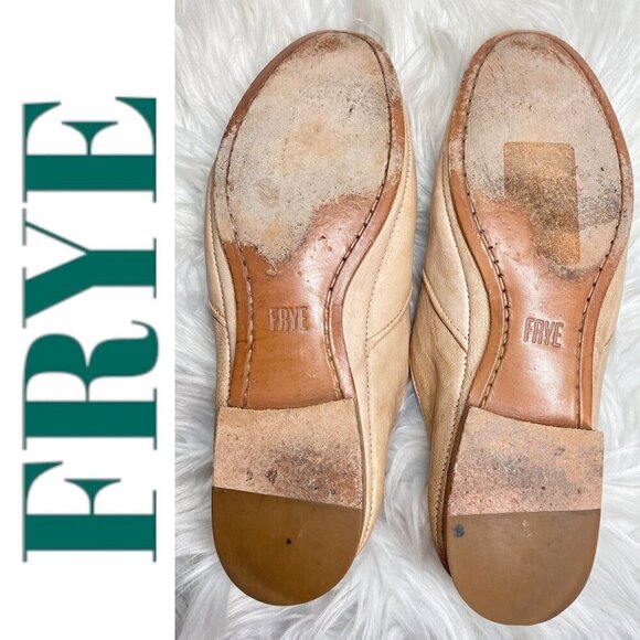 FRYE Ashley Italian Leather Minimalist Loafers Low Heel Slip On Almond Toe, 10 - Picture 9 of 11